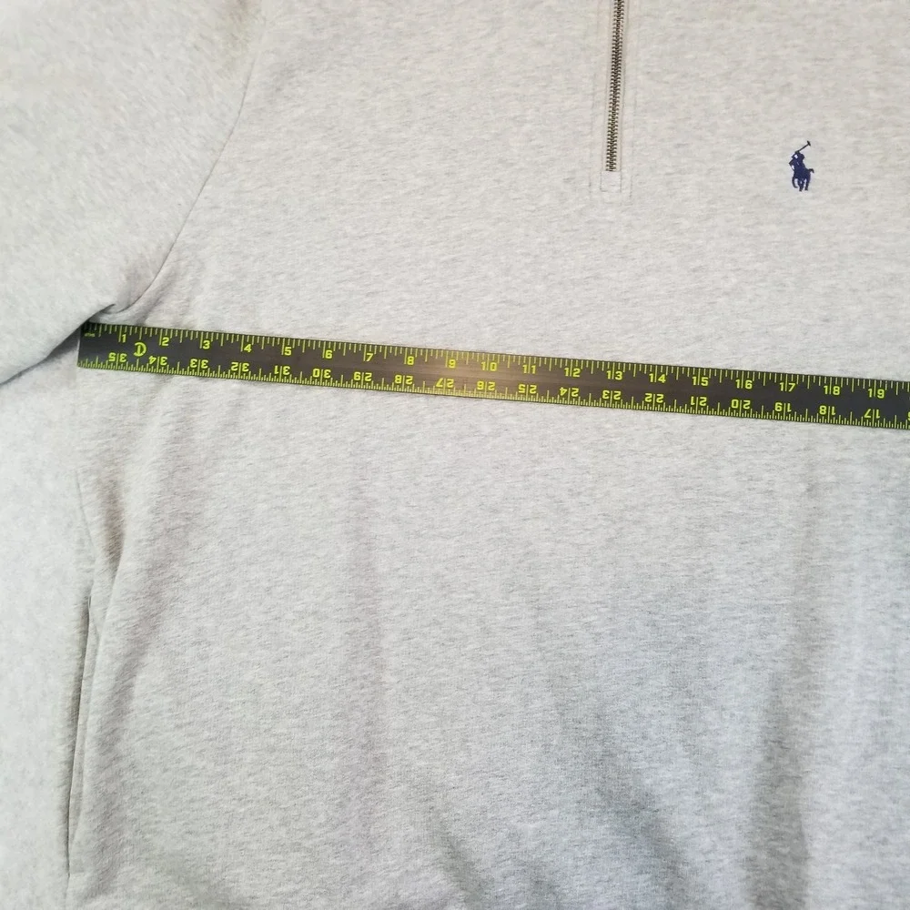 Polo Ralph Lauren Sweater Mens Extra Large Grey 1/4 Zip Fleece Mock Neck Pony